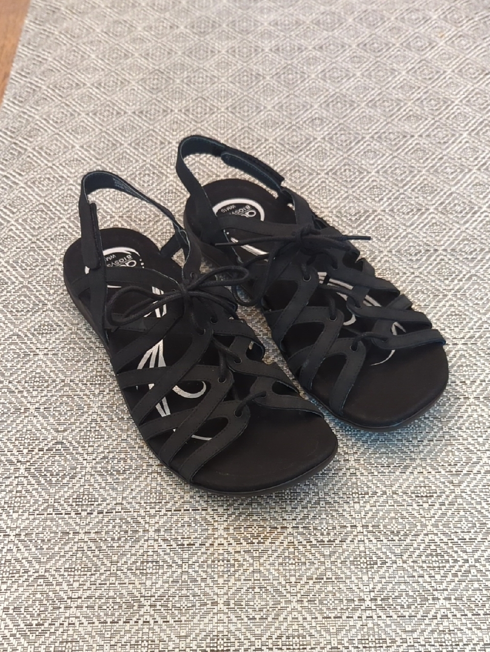 Abeo Brigita Women's Black Leather Lace-Up Gladiator Outdoor Adventure Sandals